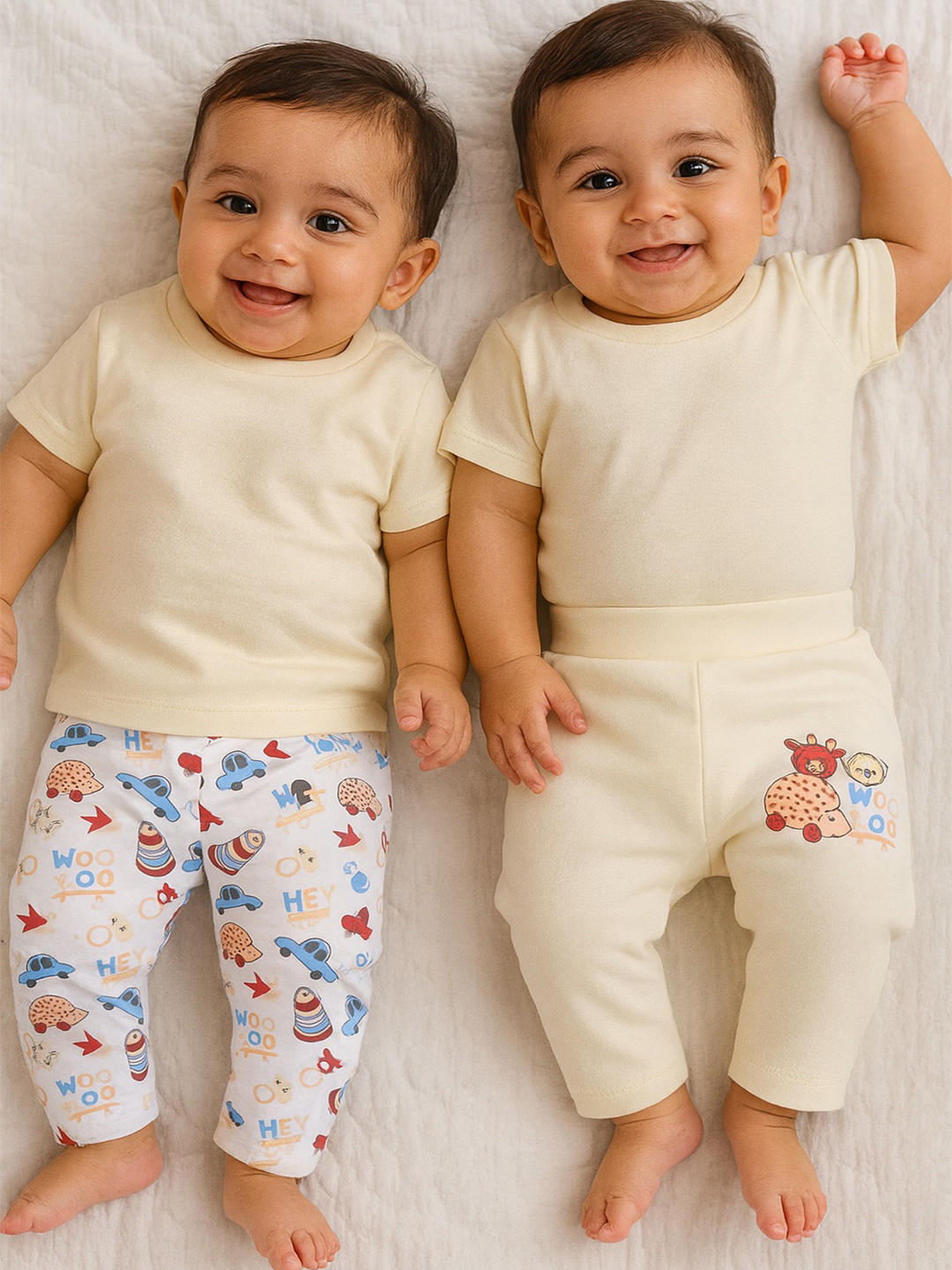 MeeMee Infants Pack Of 2 Printed Cotton Ankle Leggings