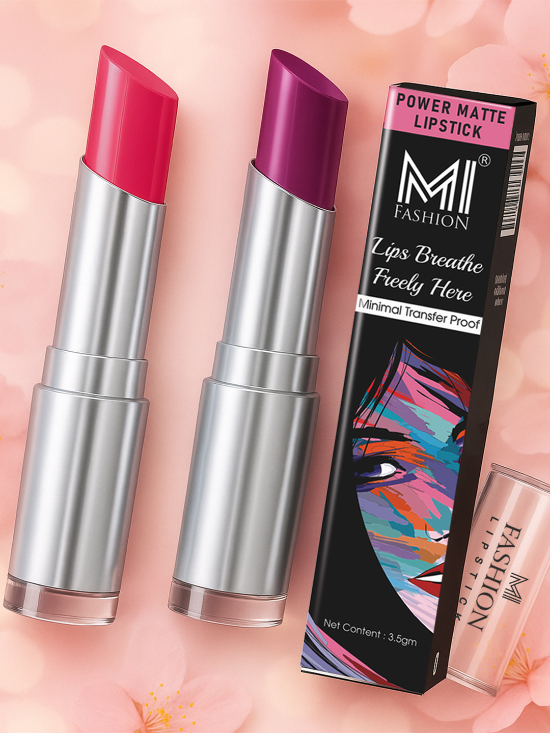 MI FASHION Power Matte Finish Long Lasting Lip Color Duo Pack of 2 Lipsticks