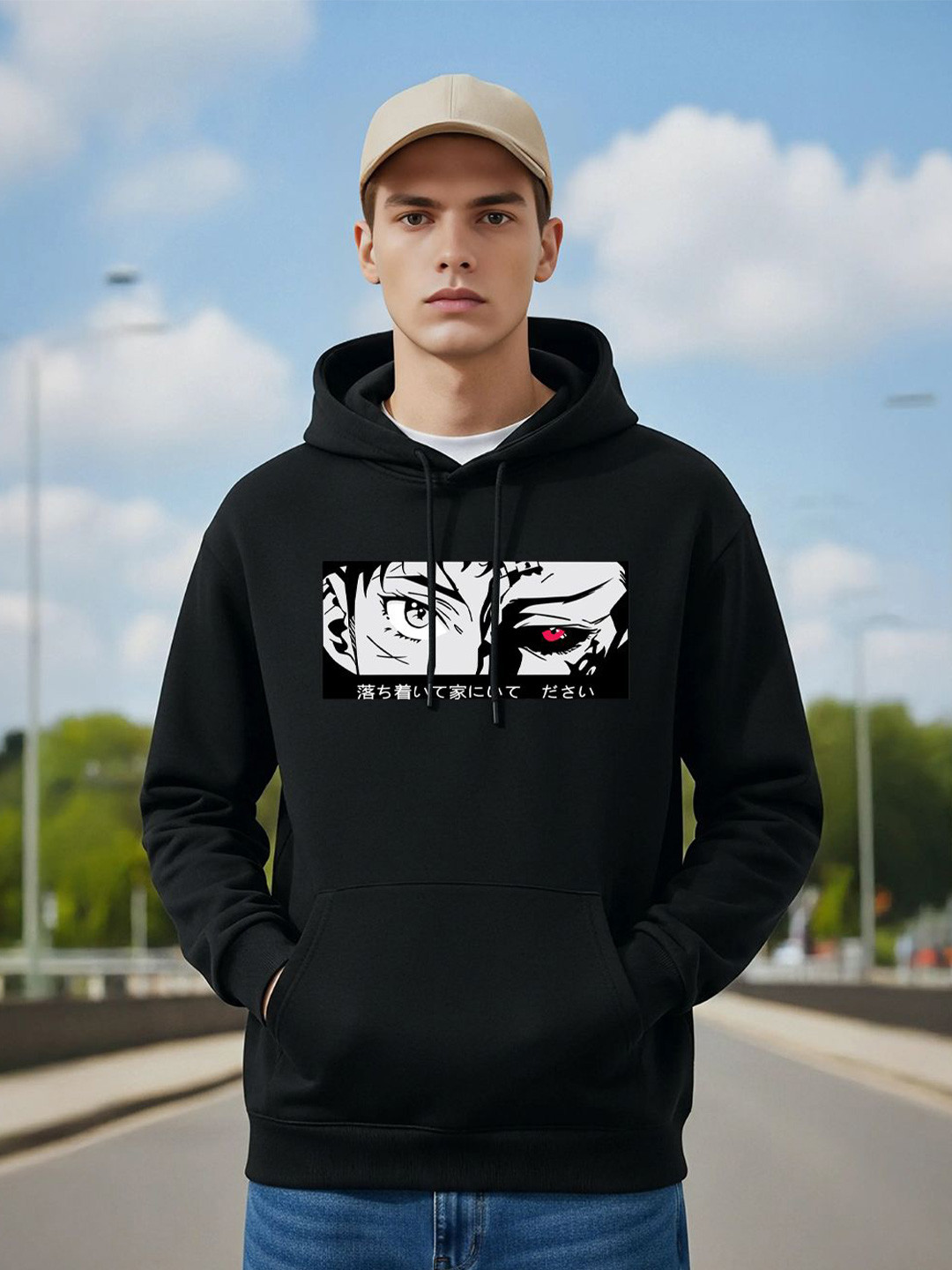 MaverIQ Men Ken Kaneki Anime Printed Hooded Neck Full Sleeve Hoodie Sweatshirt