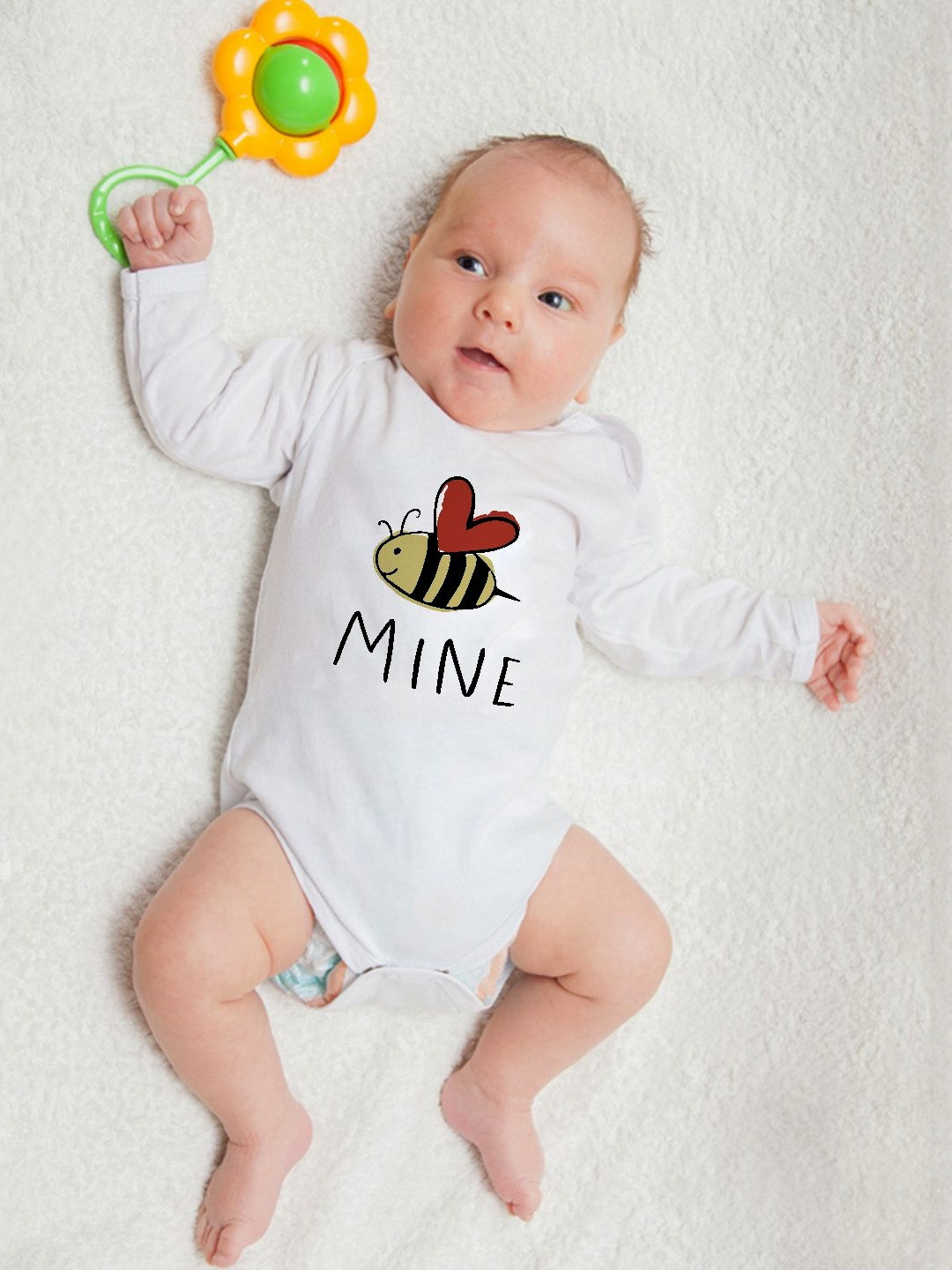 THE COTTON BABY Infants Bee Printed Cotton Rompers