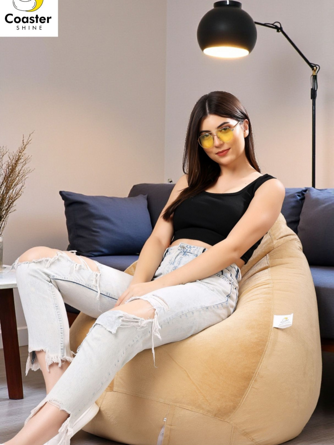 Coaster Shine Gold Toned Tear Drop Bean Bag Cover