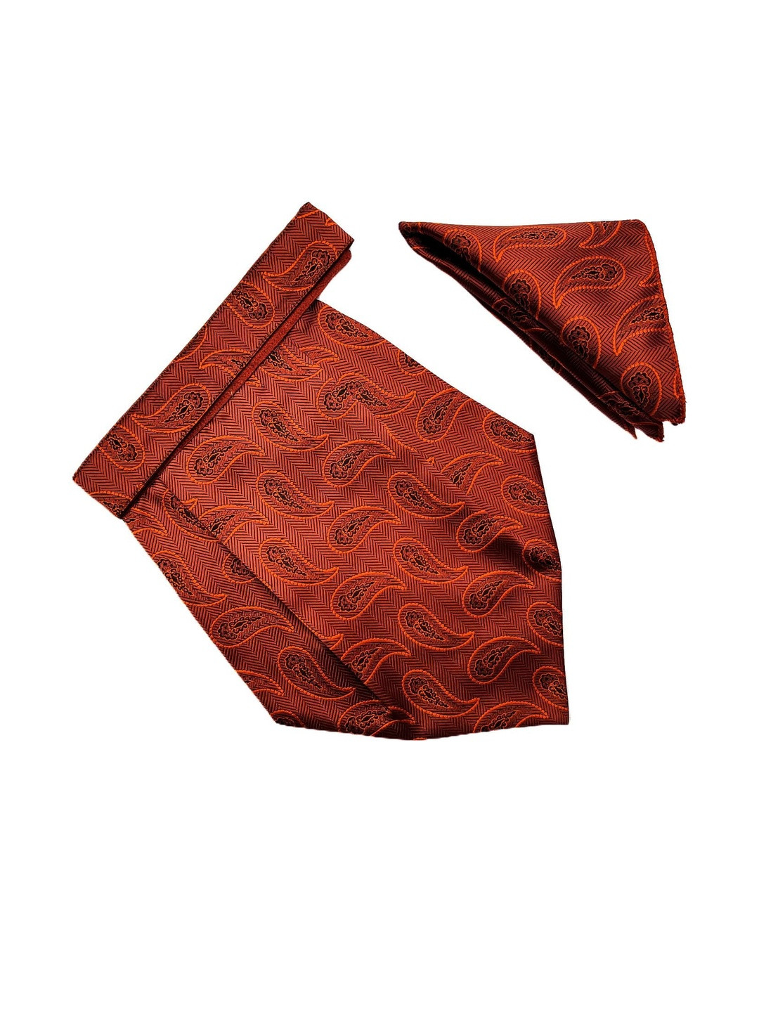 VOICI Men Brown Paisley Design Cravats & Pocket Square Combo