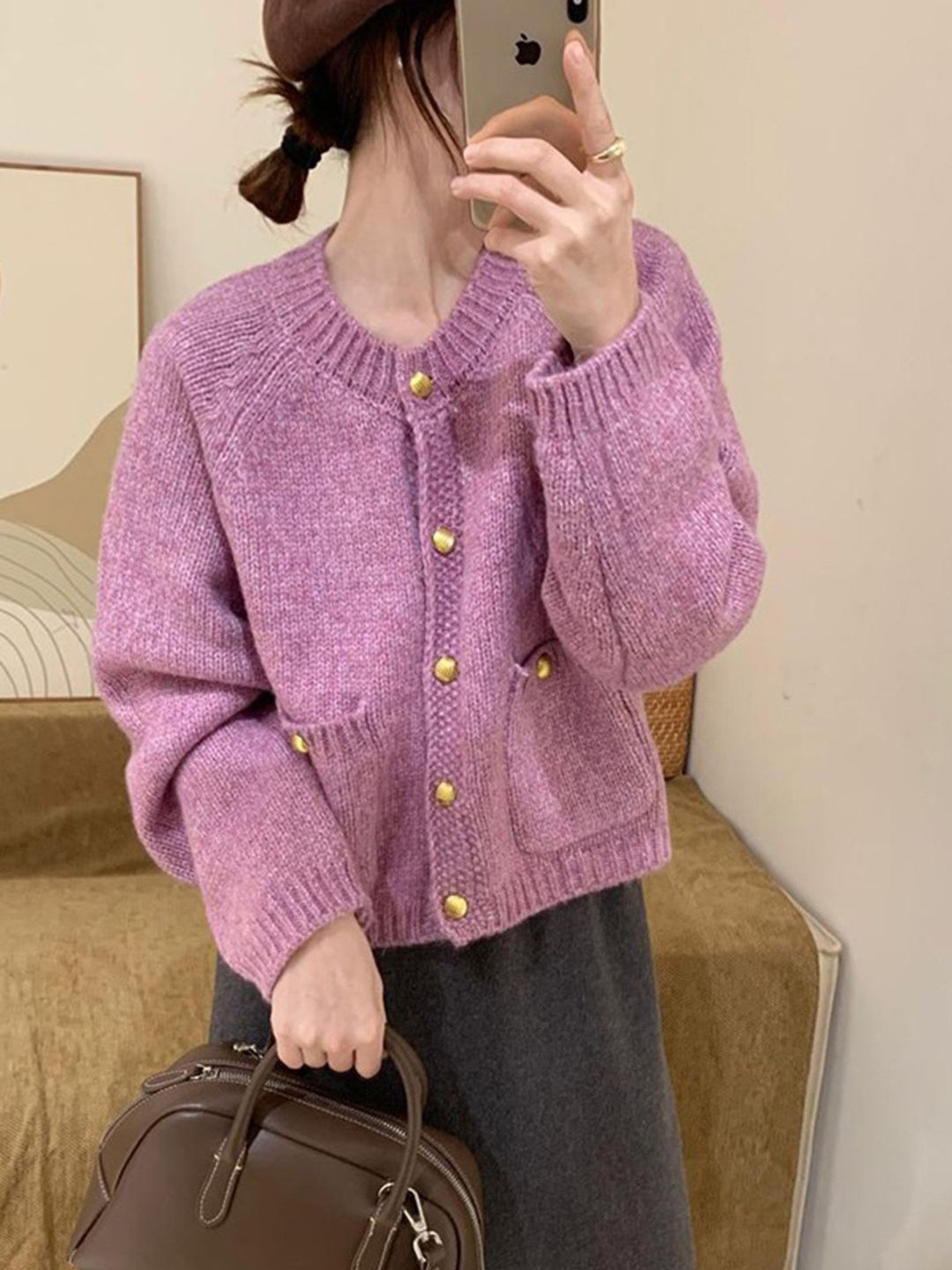 DressBerry Women Purple Cotton Pullover Sweaters