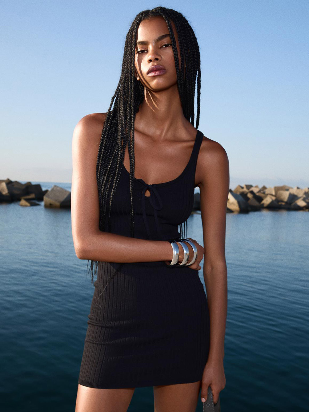 Bershka Women Strappy Mini Dress with Tie Up Detail