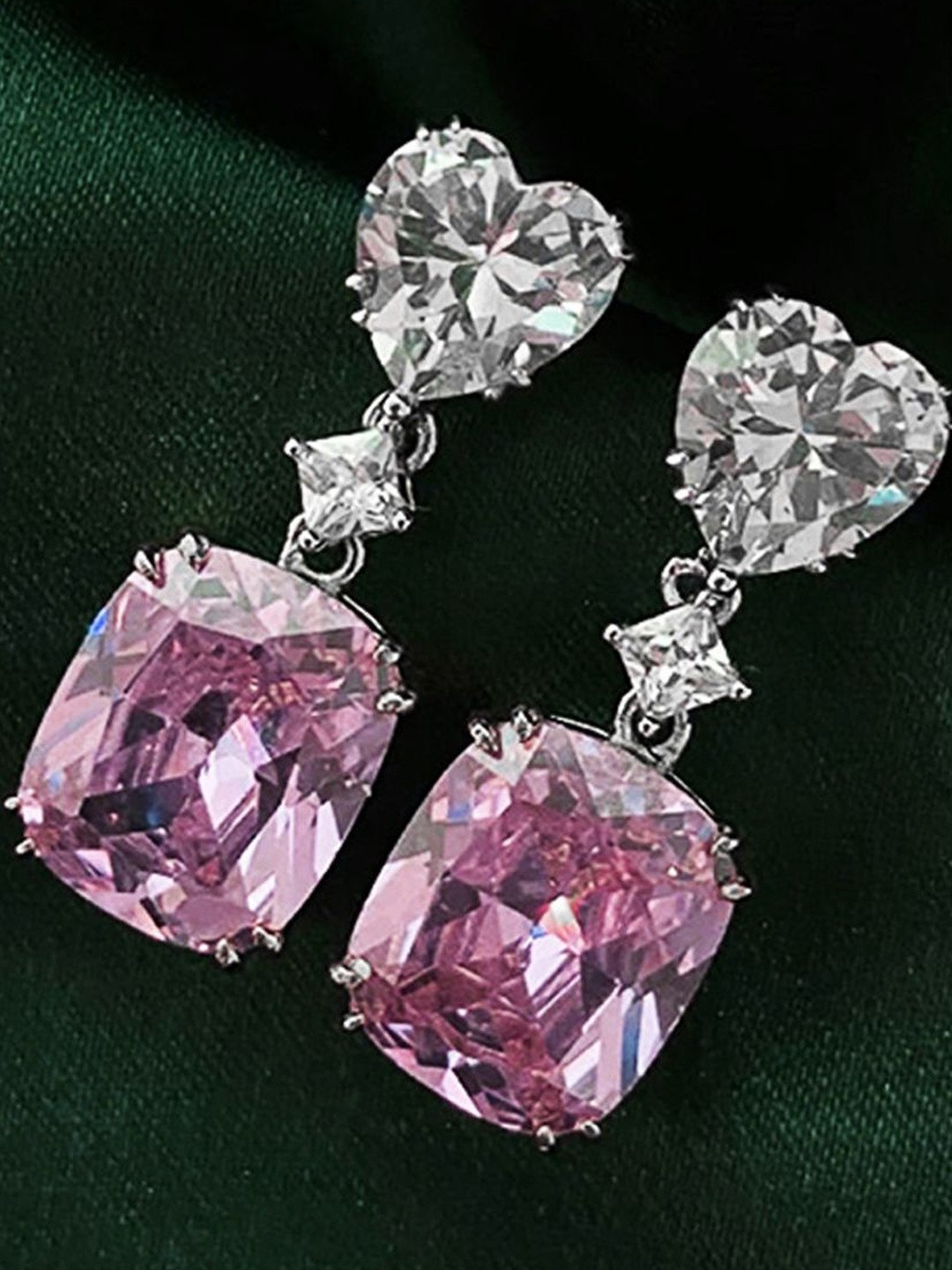 Jewels Galaxy Women Heart Shaped Drop Earrings