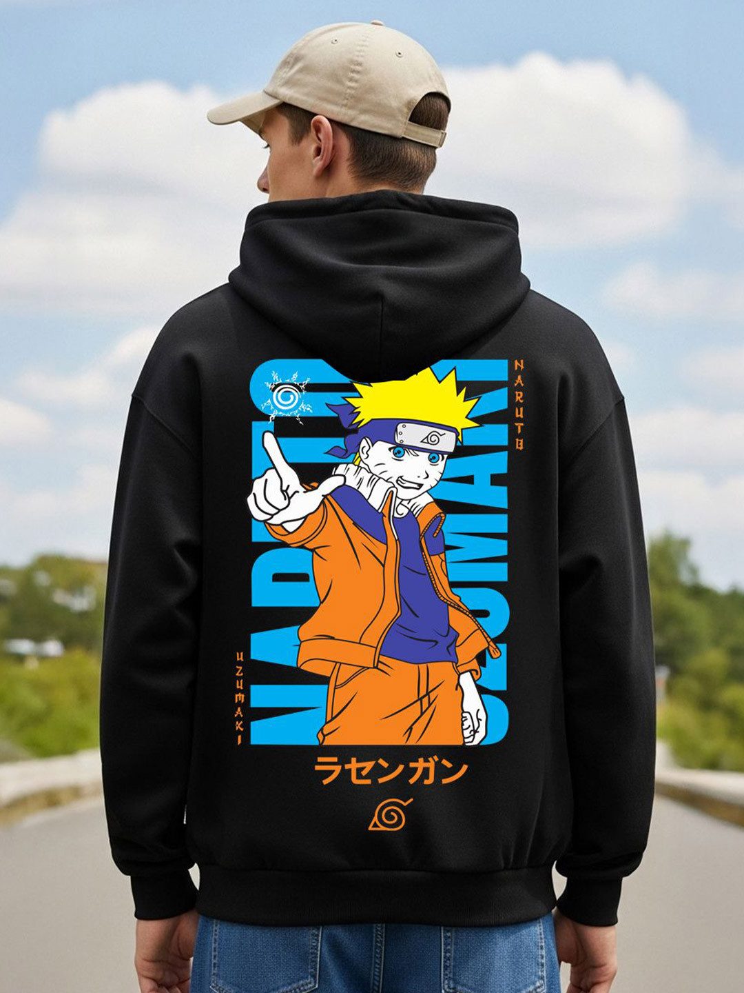 MaverIQ Men Naruto Uzumaki Anime Printed Hooded Neck Full Sleeve Hoodie