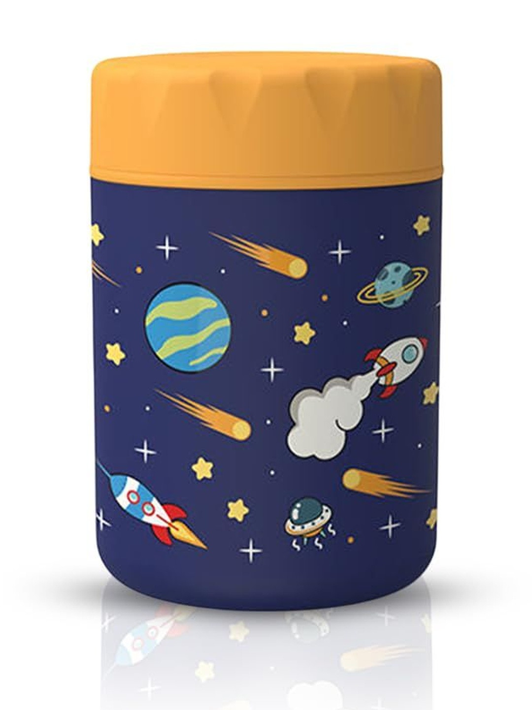 ONE AND ONLY Kids Blue Printed Stainless Steel Matte Jar