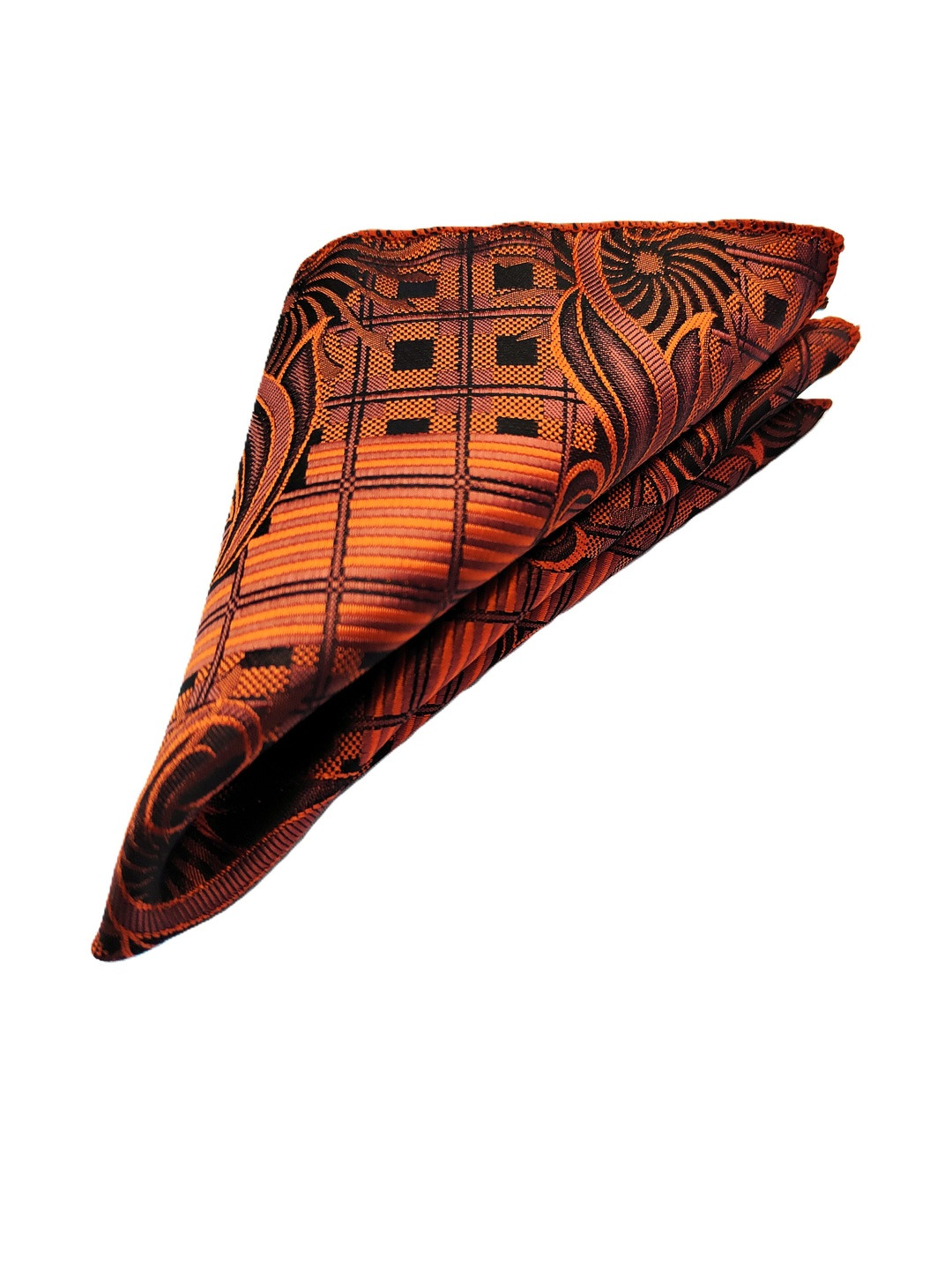 VOICI Men Copper & Orange Printed Pocket Squares