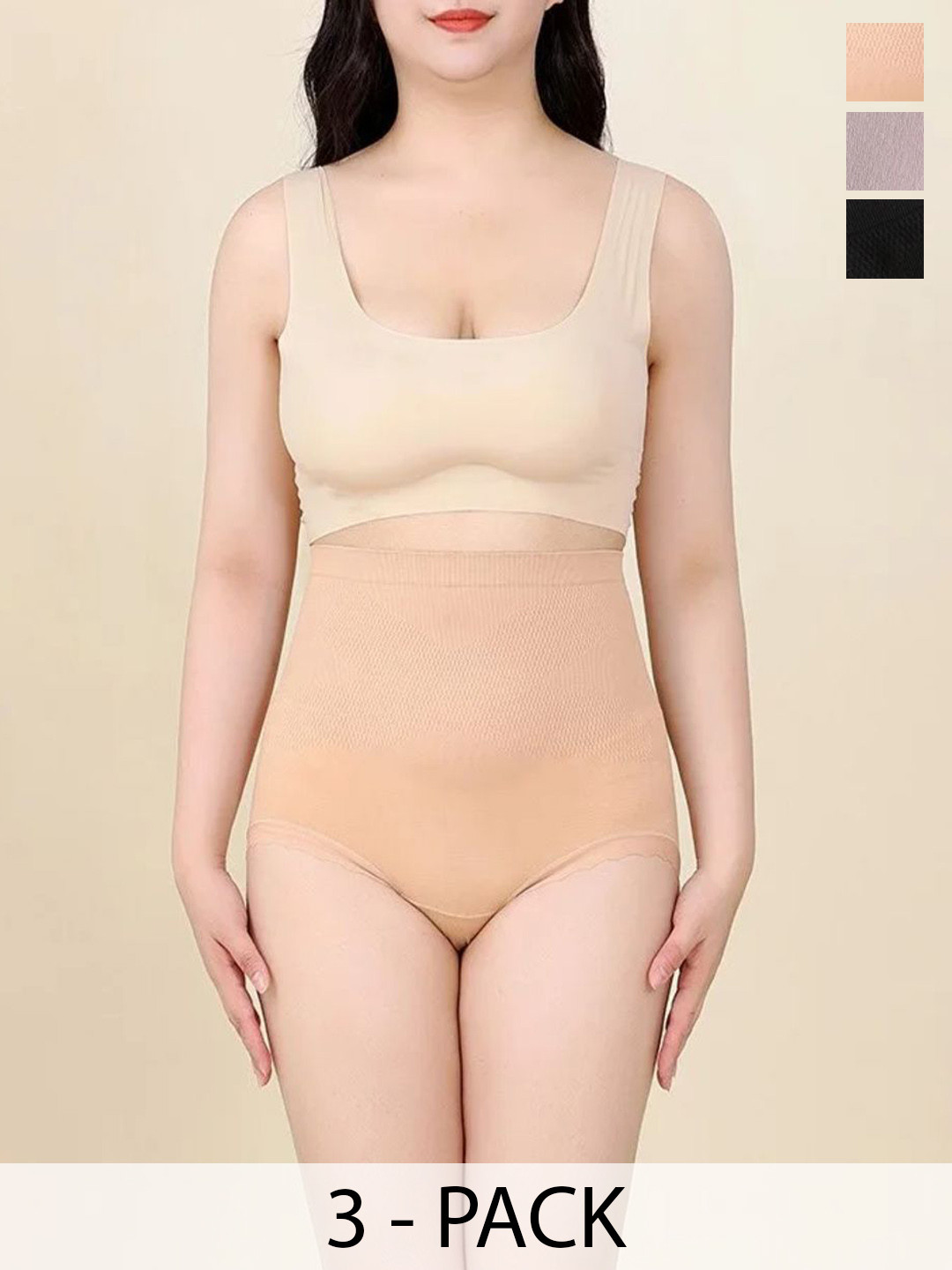 JETVELI  Women Pack Of 3 Mid-Rise Tummy & Thigh Shapewear