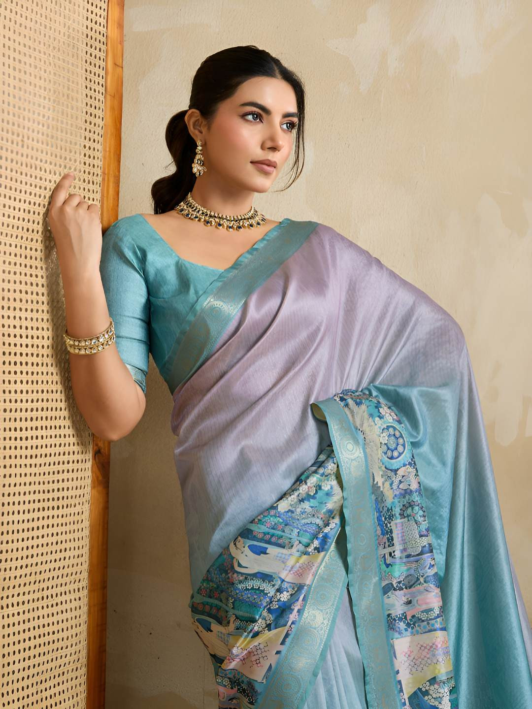 100 Dreams Women  Zari Ombre Designer Saree