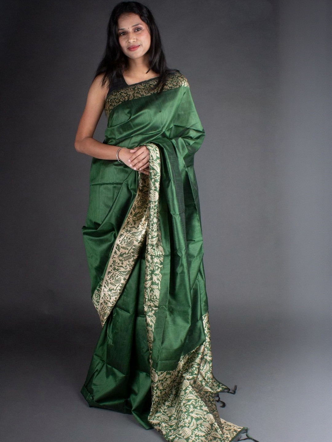 Anouk Women Green Banarasi Saree