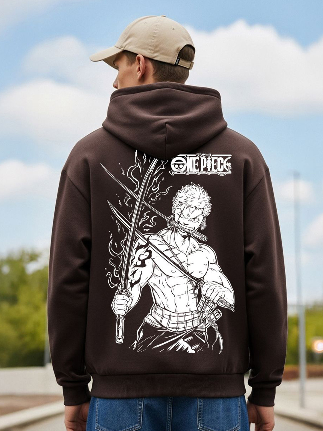 MaverIQ Men Roronoa Zoro Anime Printed Hooded Neck Full Sleeve Hoodie