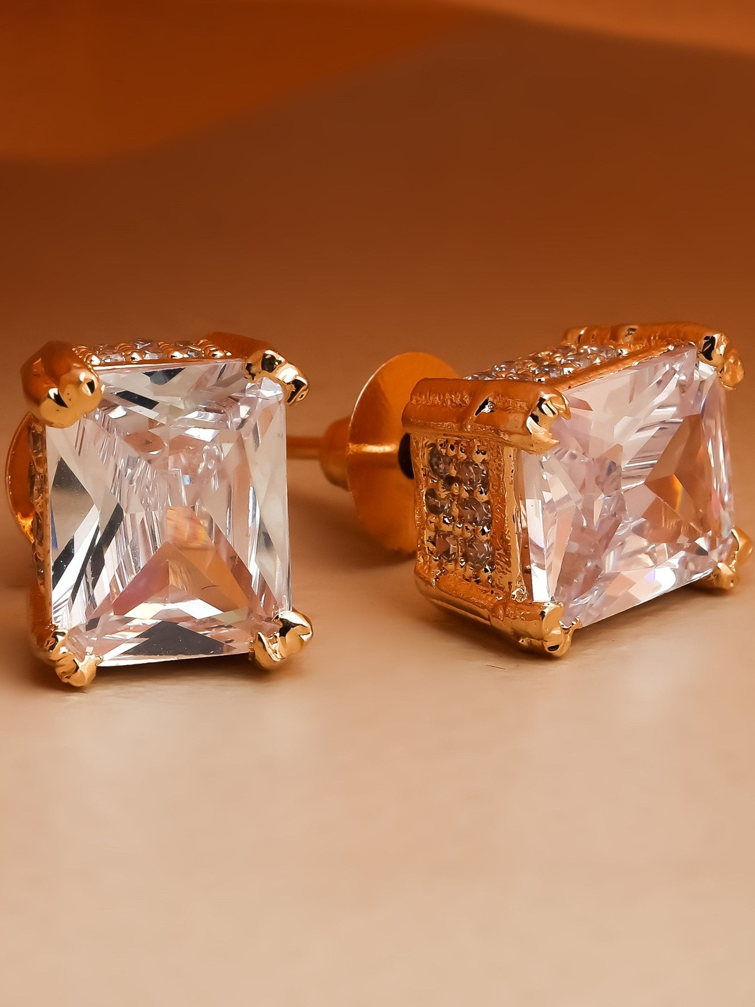 Peprika Square Studs Gold-Plated Earrings