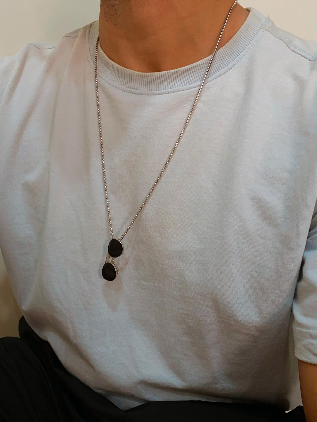 Dipitreats Men Silver-Plated Brass Chain With Sunglasses Pendant