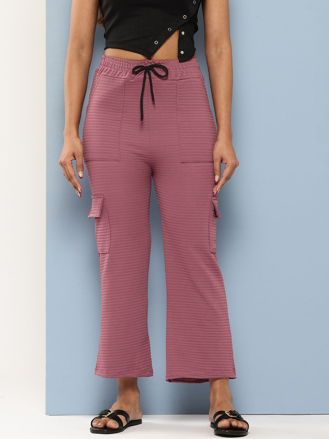 CORSICA Women Casual Pink Colour Solid Cargos Trousers