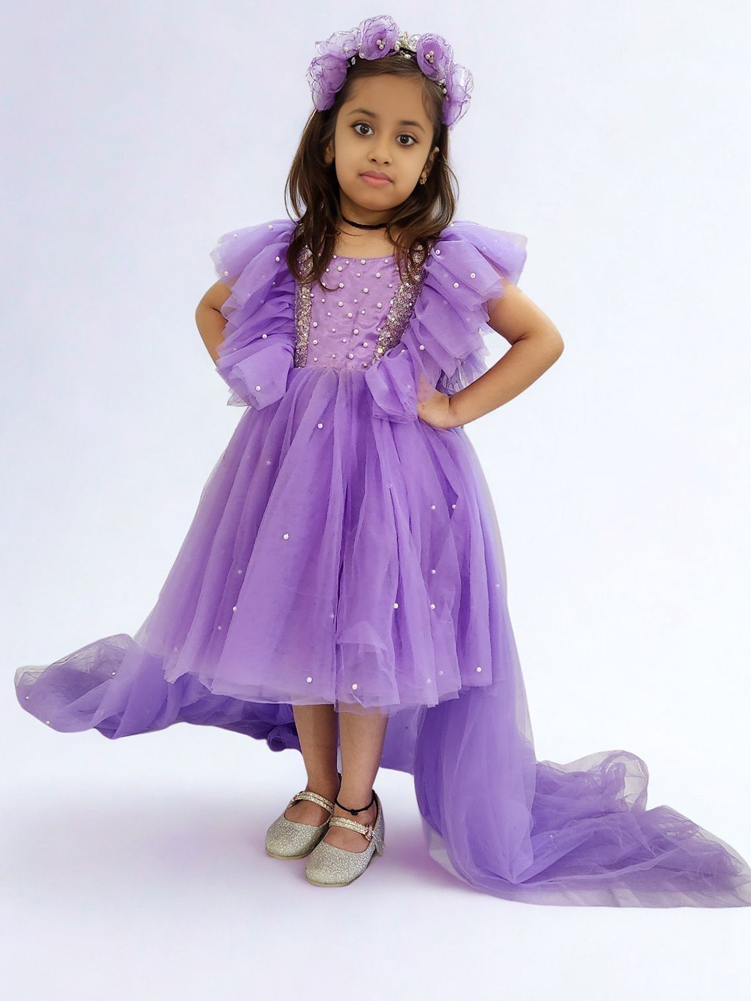 PAKHIRA Girls Ruffled Fit & Flare Dress