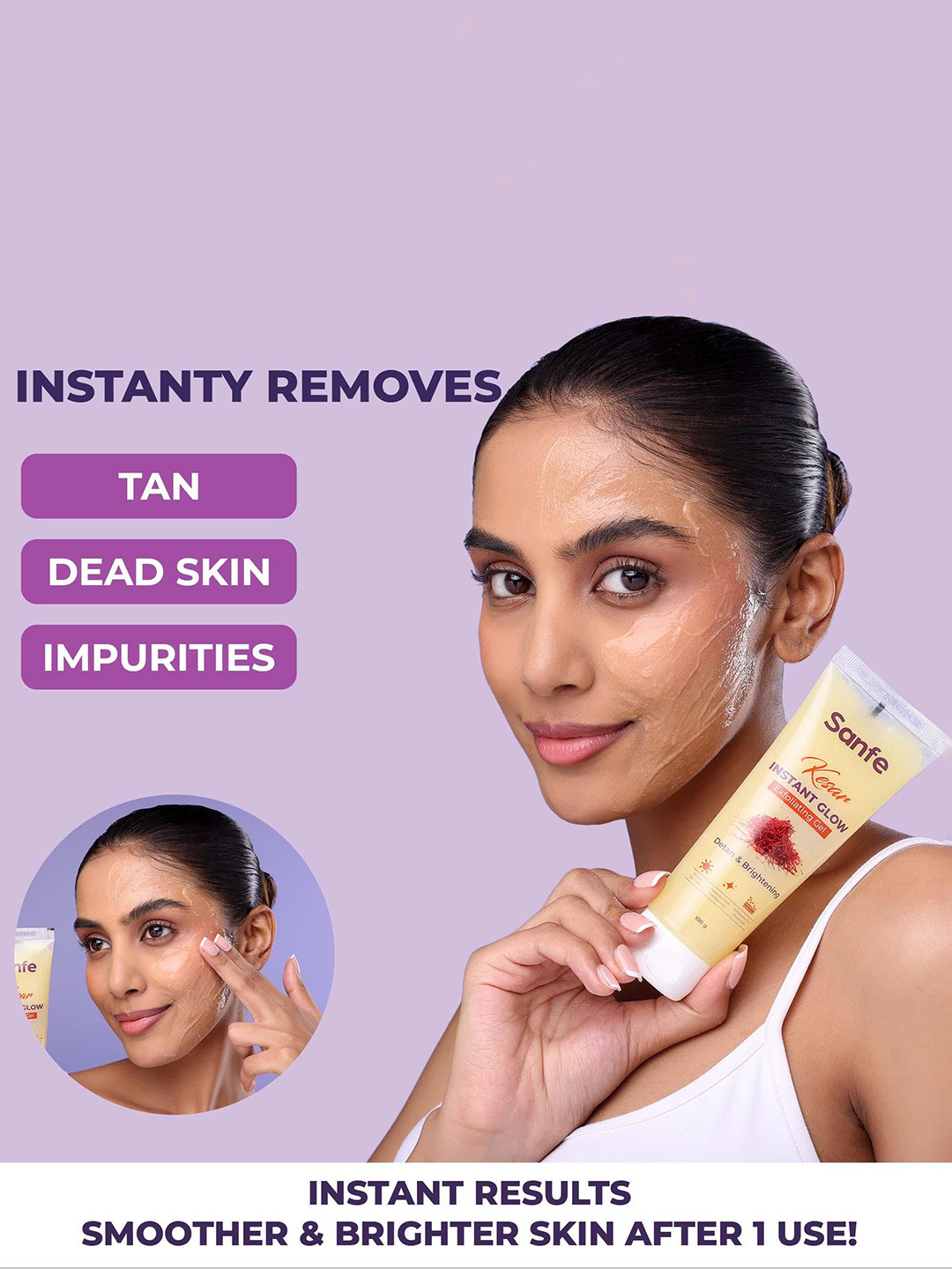 Sanfe Set Of 3 Kesar Instant Glow Exfoliating Gel - 200 g Each