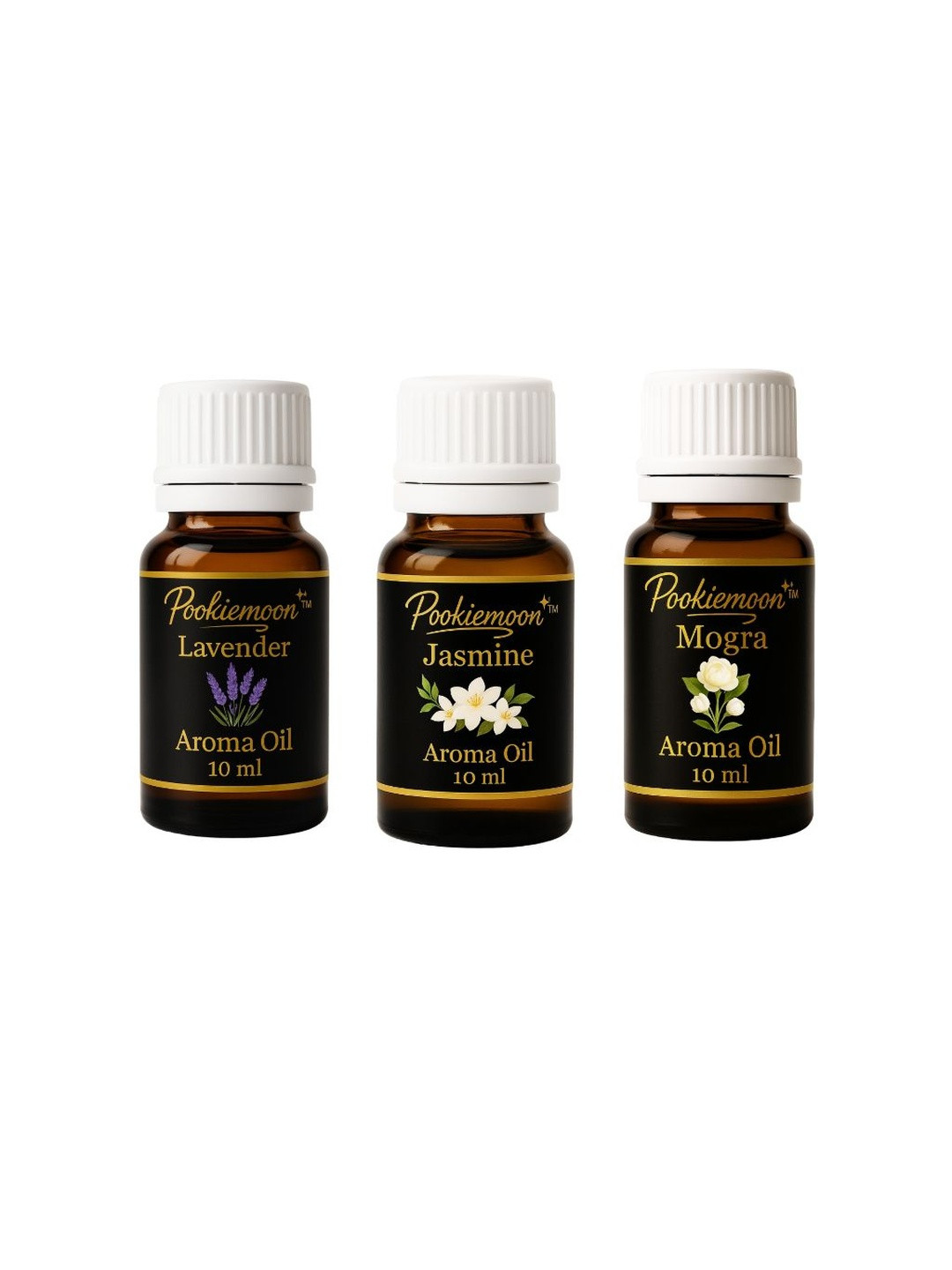 POOKIEMOON Set of 3 Premium Essential Oil Lavender Jasmine Mogra - 10 ml Each