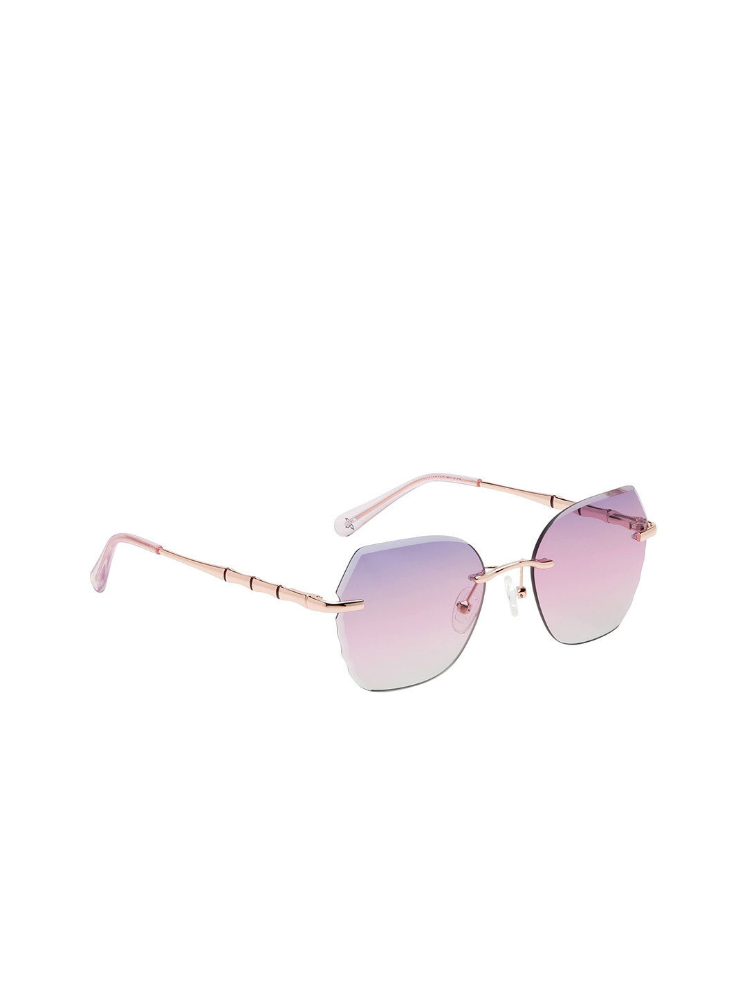 KOSCH ELEMENTE Women Pink Lens & Rose Gold-Toned Butterfly Sunglasses with Polarised Lens