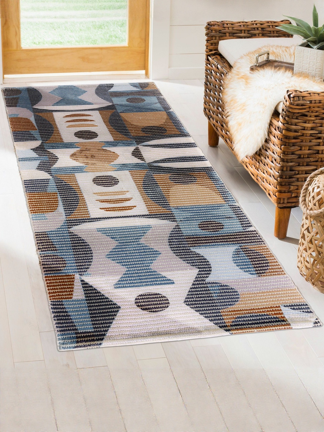 Homzz Blue Printed Non-Slip Floor Mats & Dhurries
