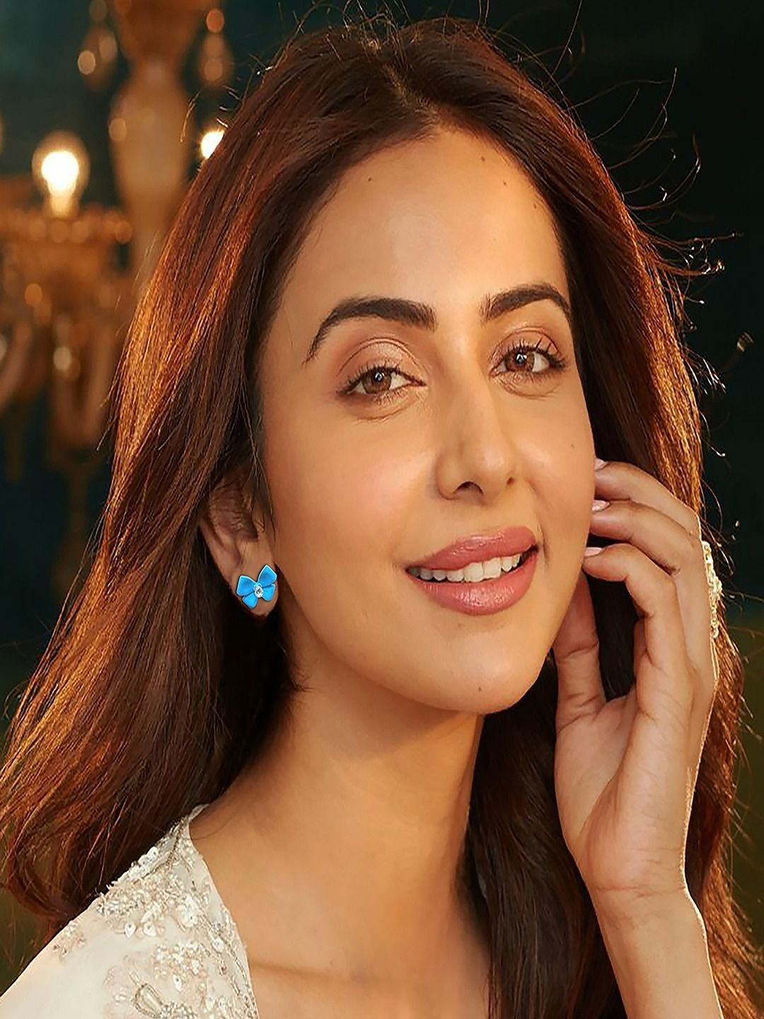 AccessHer Blue Bow Studs Earrings