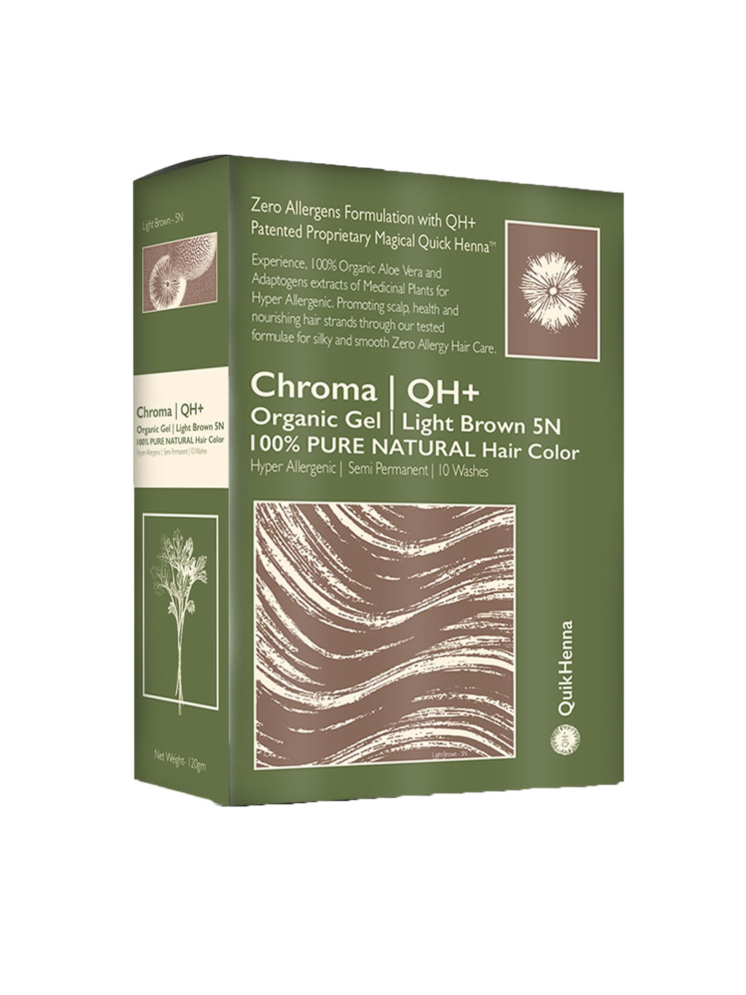 QUIKHENNA Organic Ammonia-Free Gel Hair Color - 140 g - 5N Light Brown