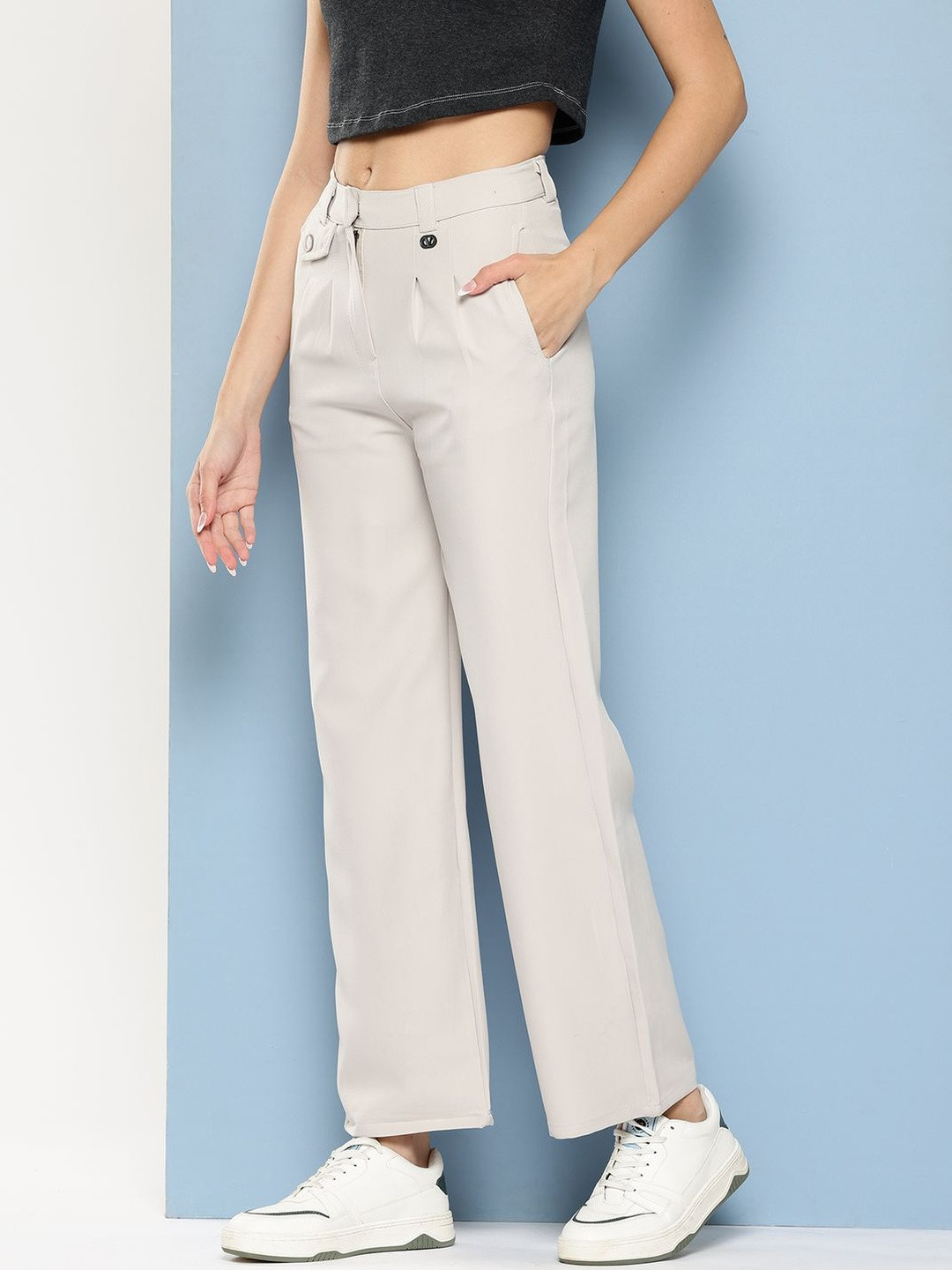 CORSICA Women Light Grey Casual Trousers