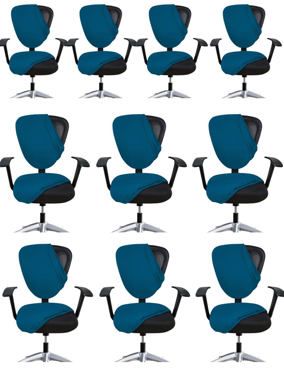 Lazi 200 GSM Blue 10 Pieces Stretchable Office Chair Covers