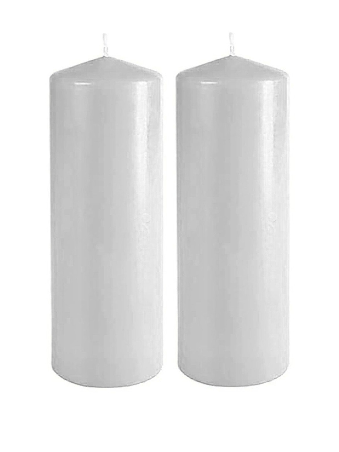 ASIDEA Set of 2 White Pillar Candles