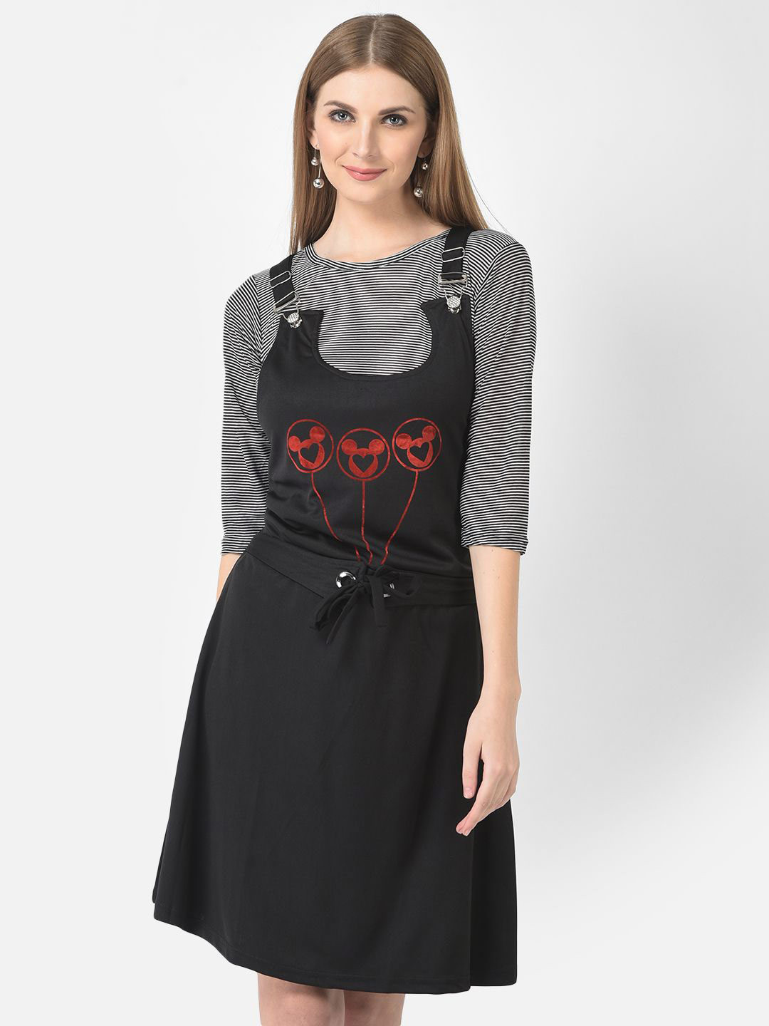 FNOCKS Printed Dungarees With Striped T-shirt