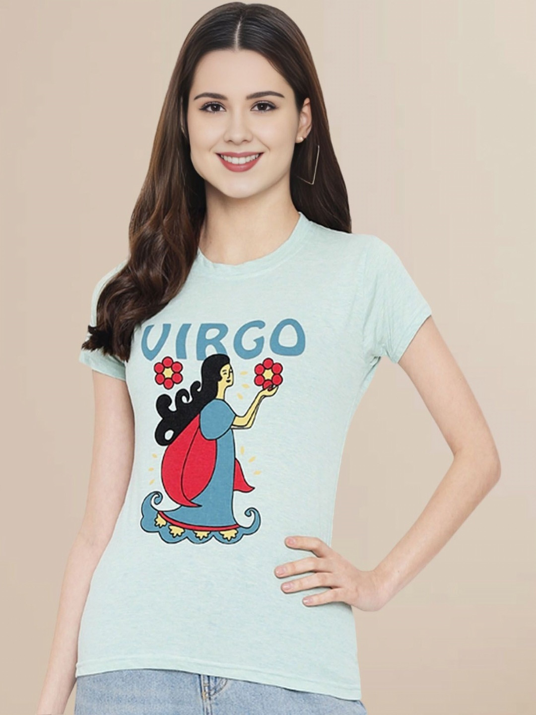 Fabflee Women Round Neck Graphic Printed T-shirt