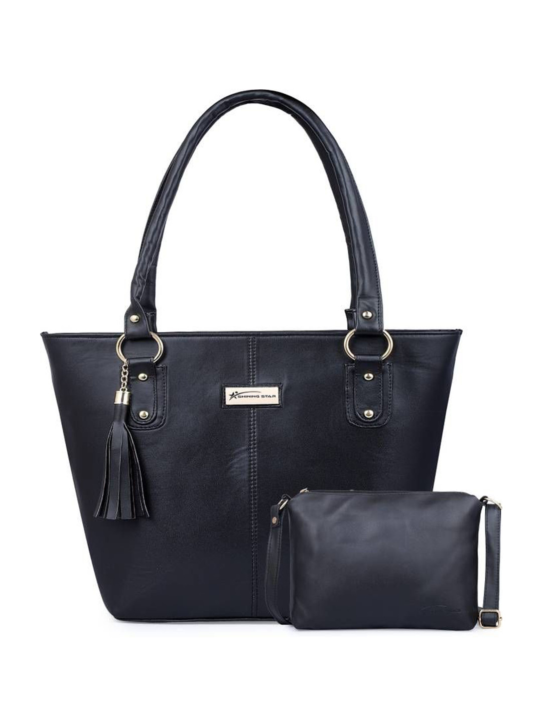 SHINING STAR Women Set of 2 Leather Bucket Shoulder Bag
