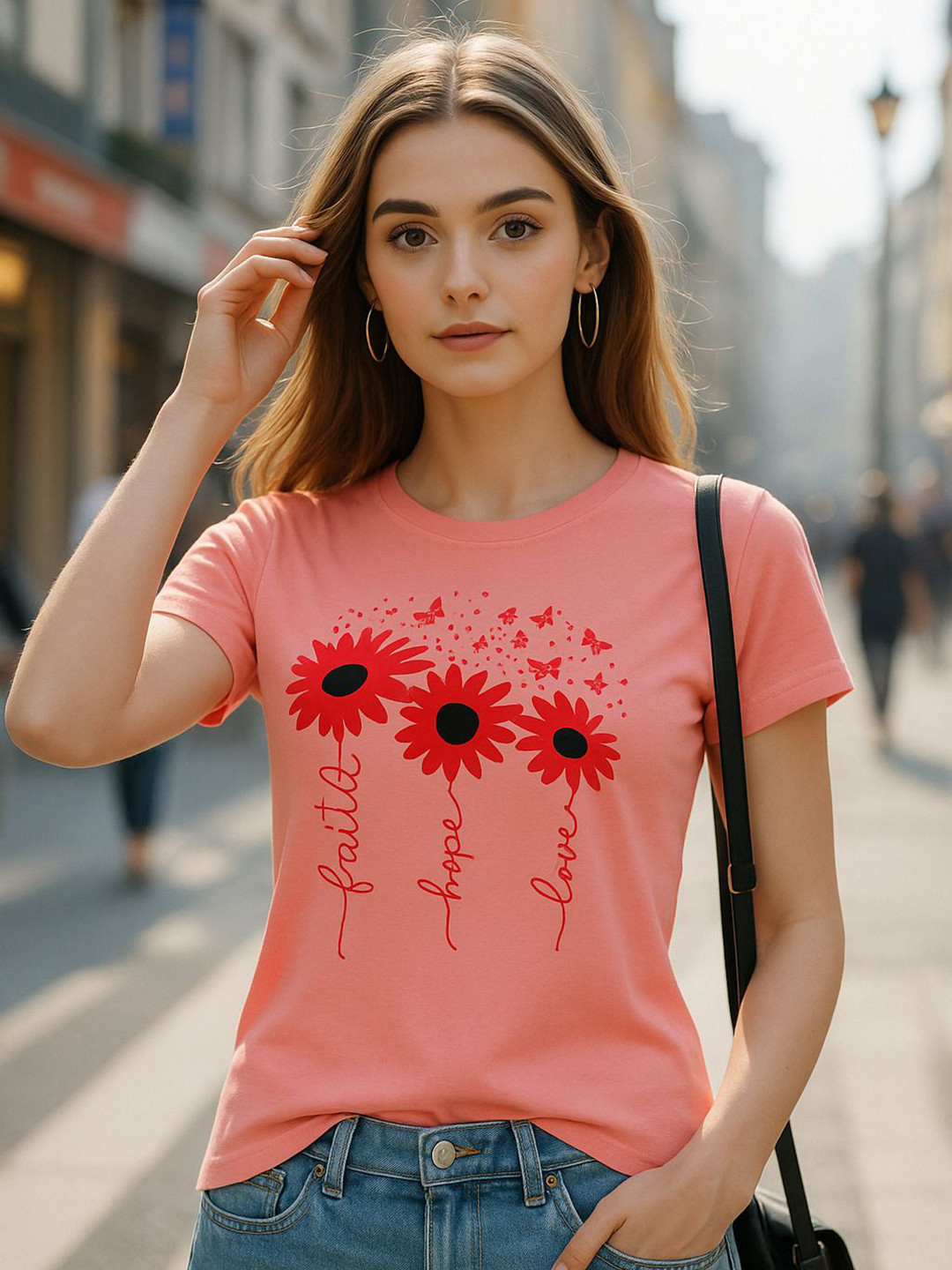 Fabflee Women Floral Printed T-shirt