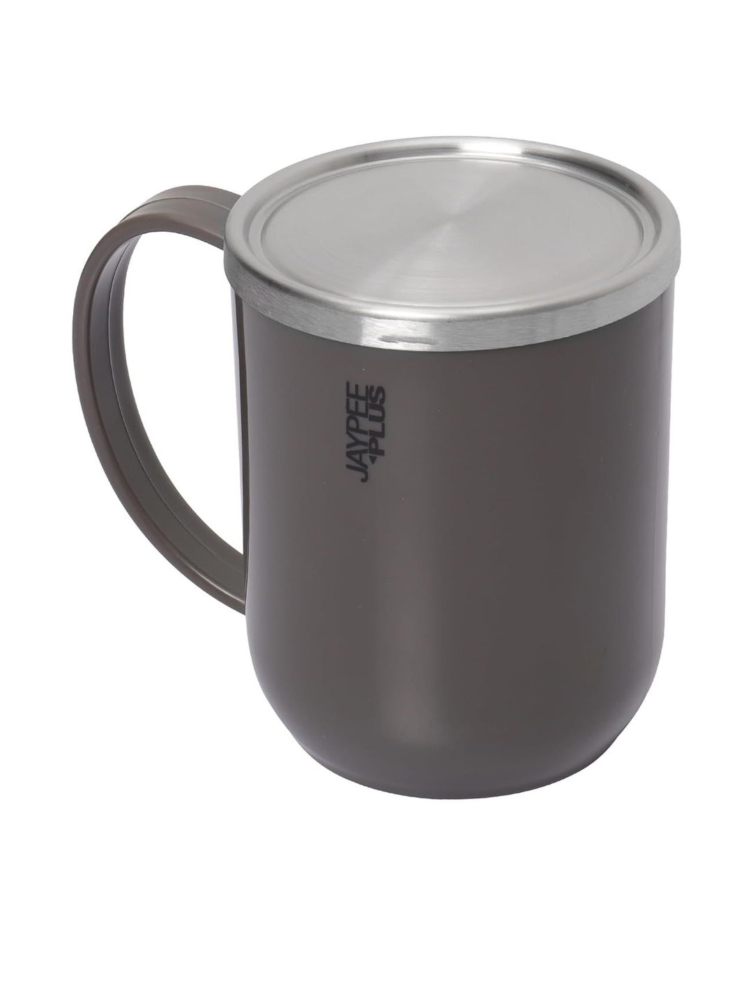 JAYPEE PLUS Grey Stainless Steel Glossy Mug With Lid