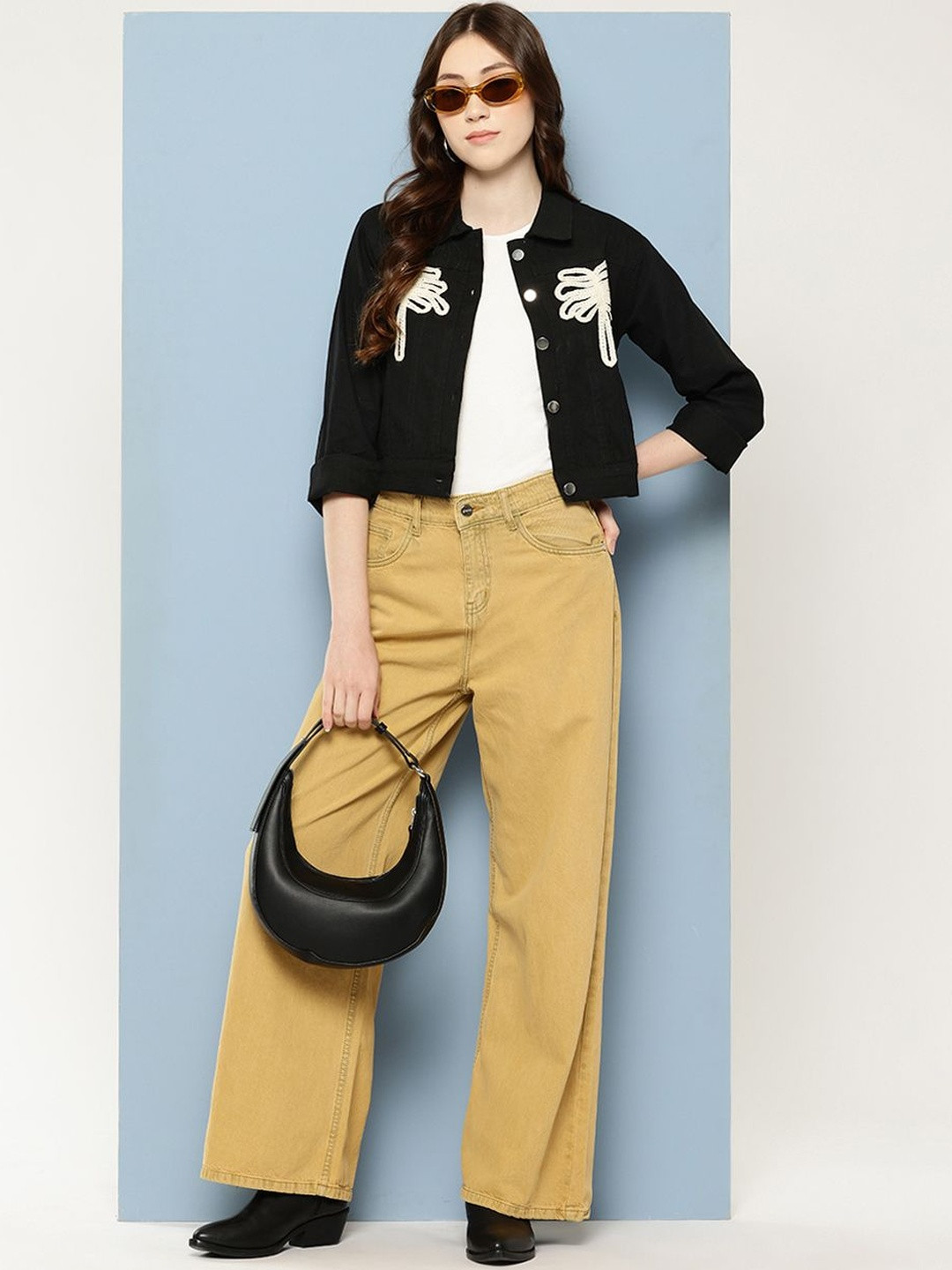 CORSICA Women Black Cotton Denim Jacket