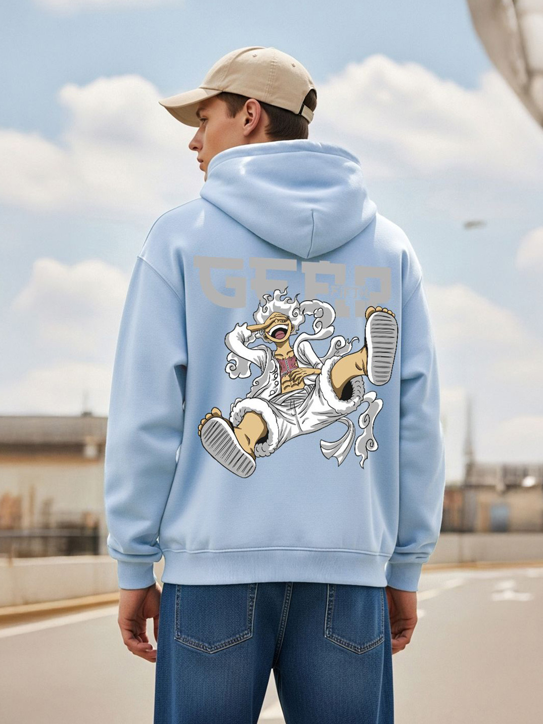 MaverIQ Men Monkey D. Luffy Anime Printed Hooded Neck Full Sleeve Hoodie Sweatshirt