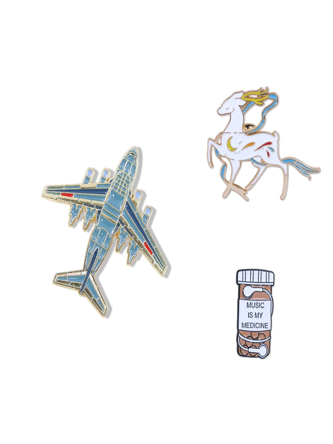 ADORN Set Of 3 Unisex Aeroplane Shaped Minimal Broochs