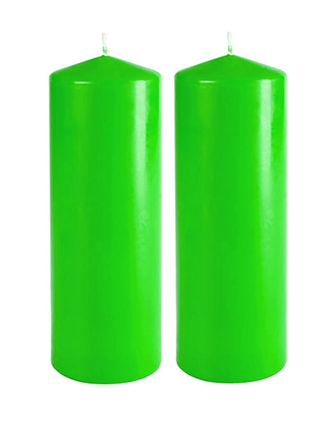 ASIDEA Set Of 2 Pillar Green Candles