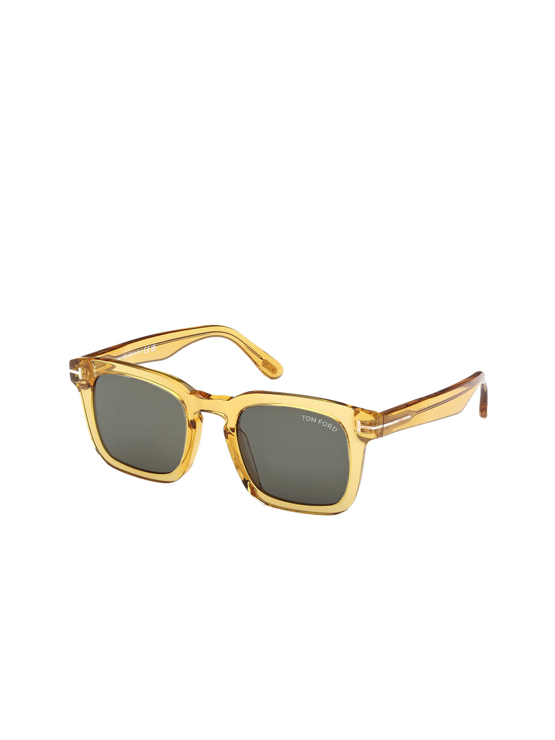 Tom Ford Men Grey Lens & Yellow Square Sunglasses with