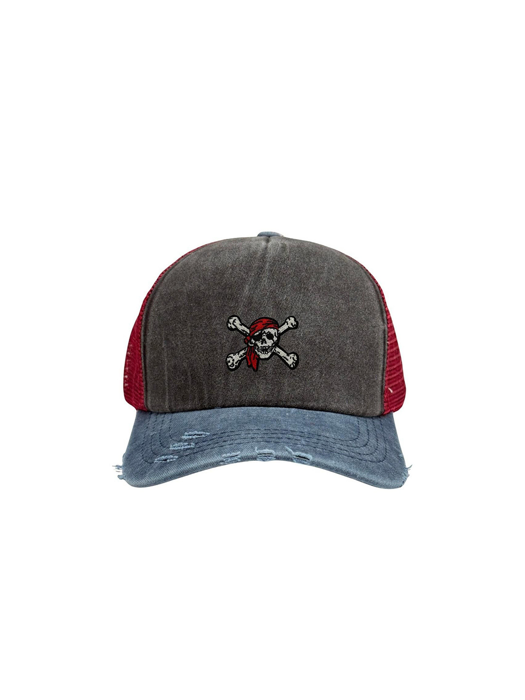 The Tie Hub Unisex Pirate Logo Embroidered Trucker Baseball Cap