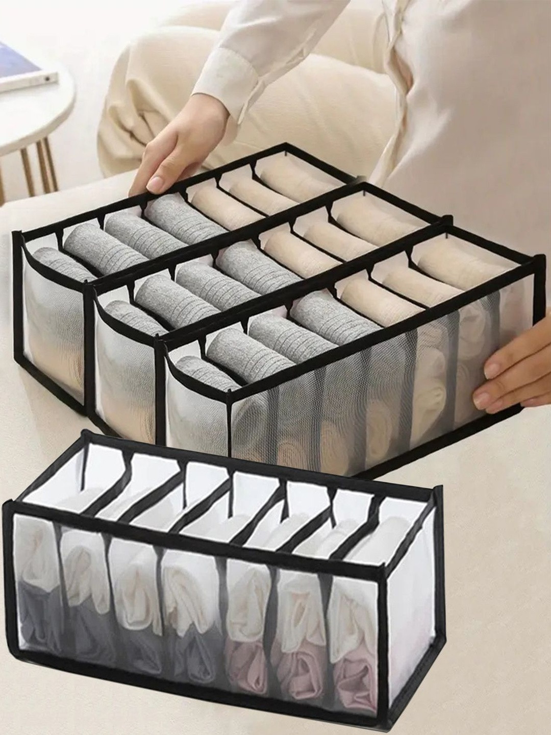 atorakushon Brown Set of 4 Regular Drawer wardrobe Organizers For Clothes Storage Bags