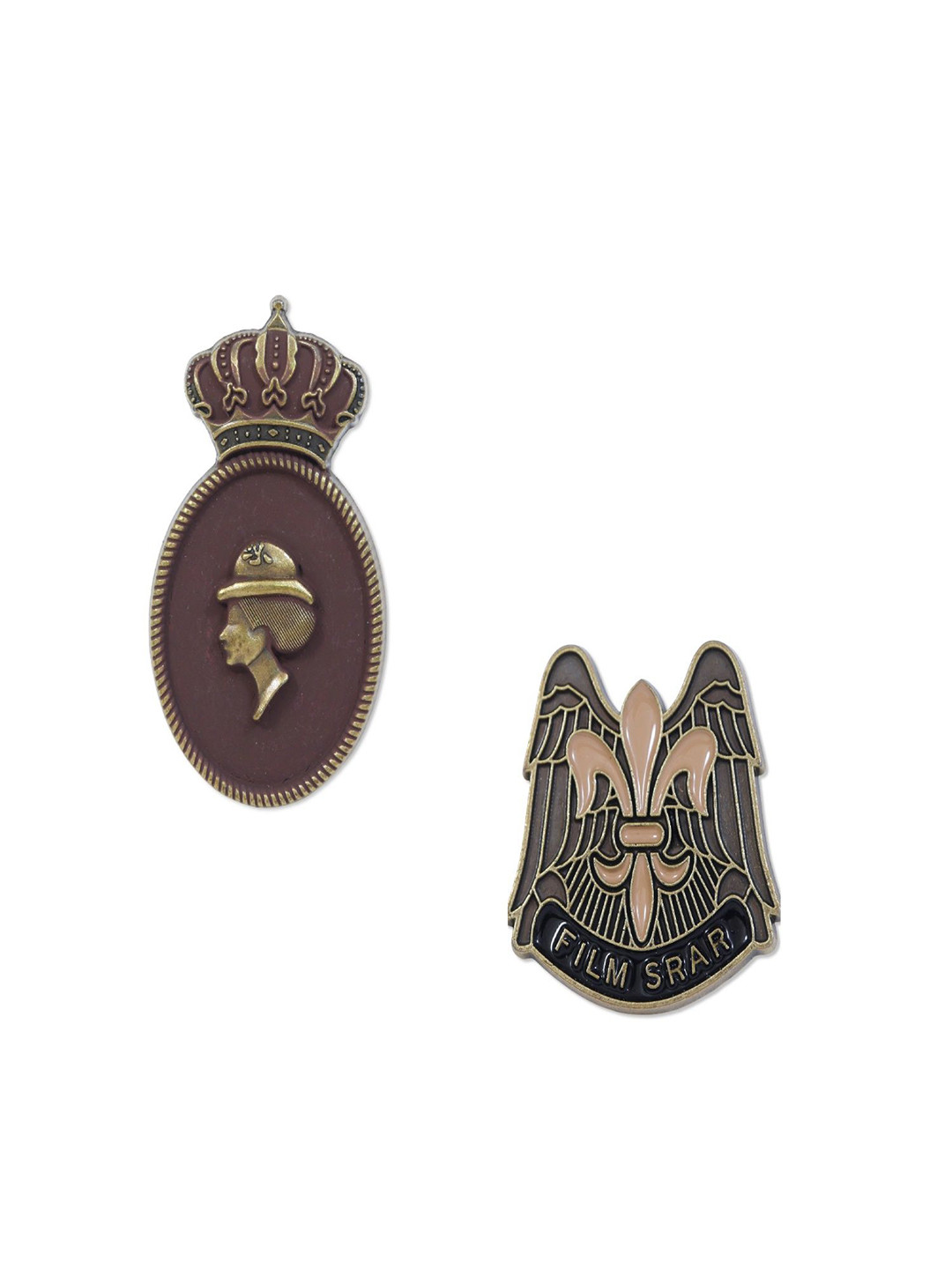 ADORN Set Of 2 Unisex Vintage Cameo Shaped Minimal Broochs