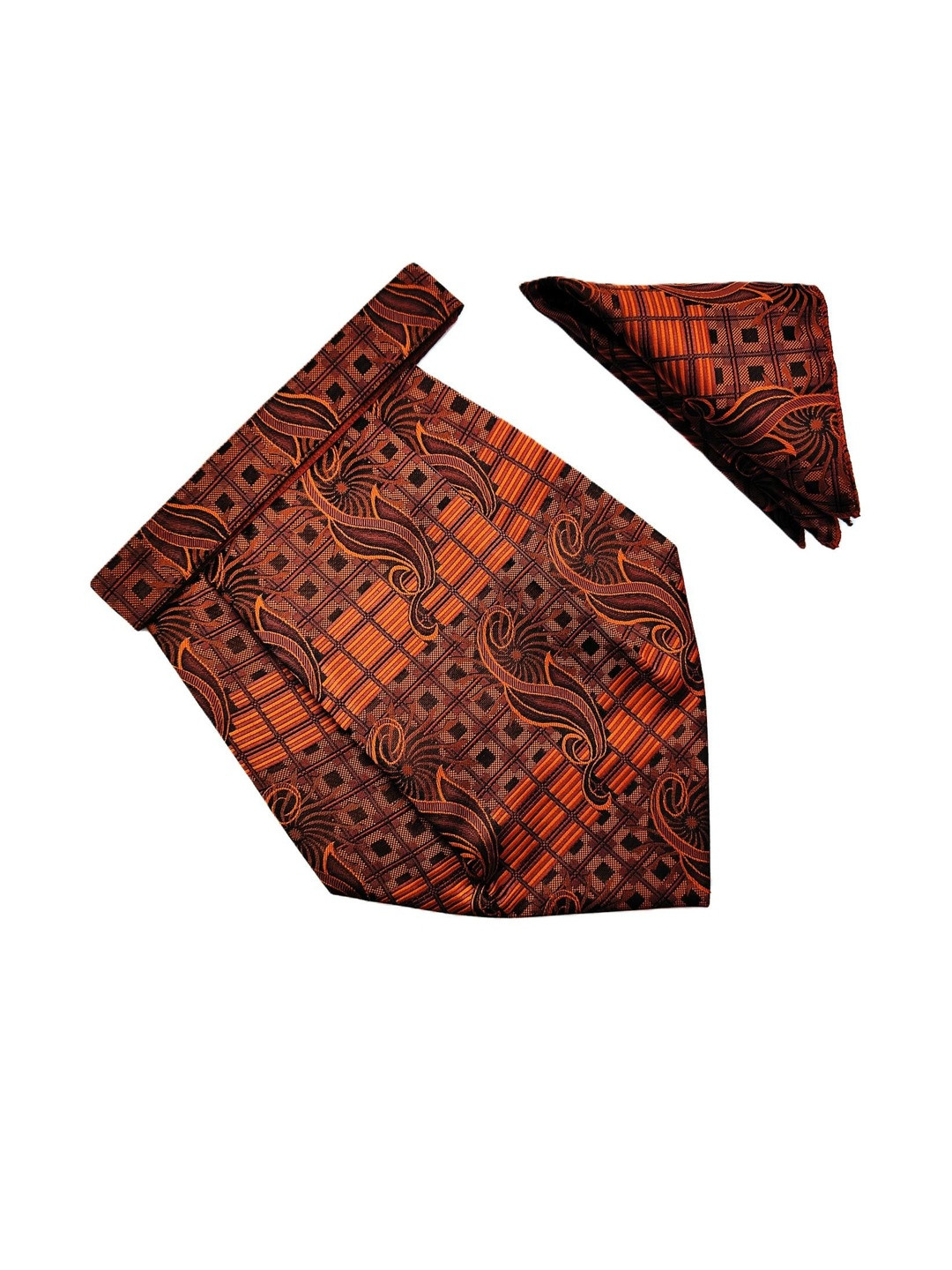 VOICI Men Copper Paisley Design Cravats & Pocket Square Combo