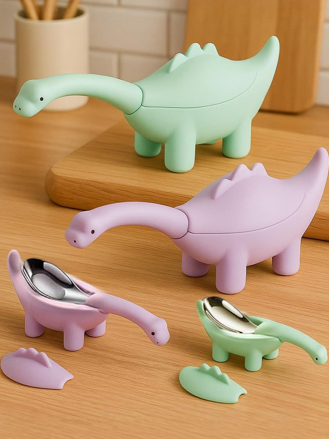 ONE AND ONLY Pack Of 2 Green Stainless Steel Spoon