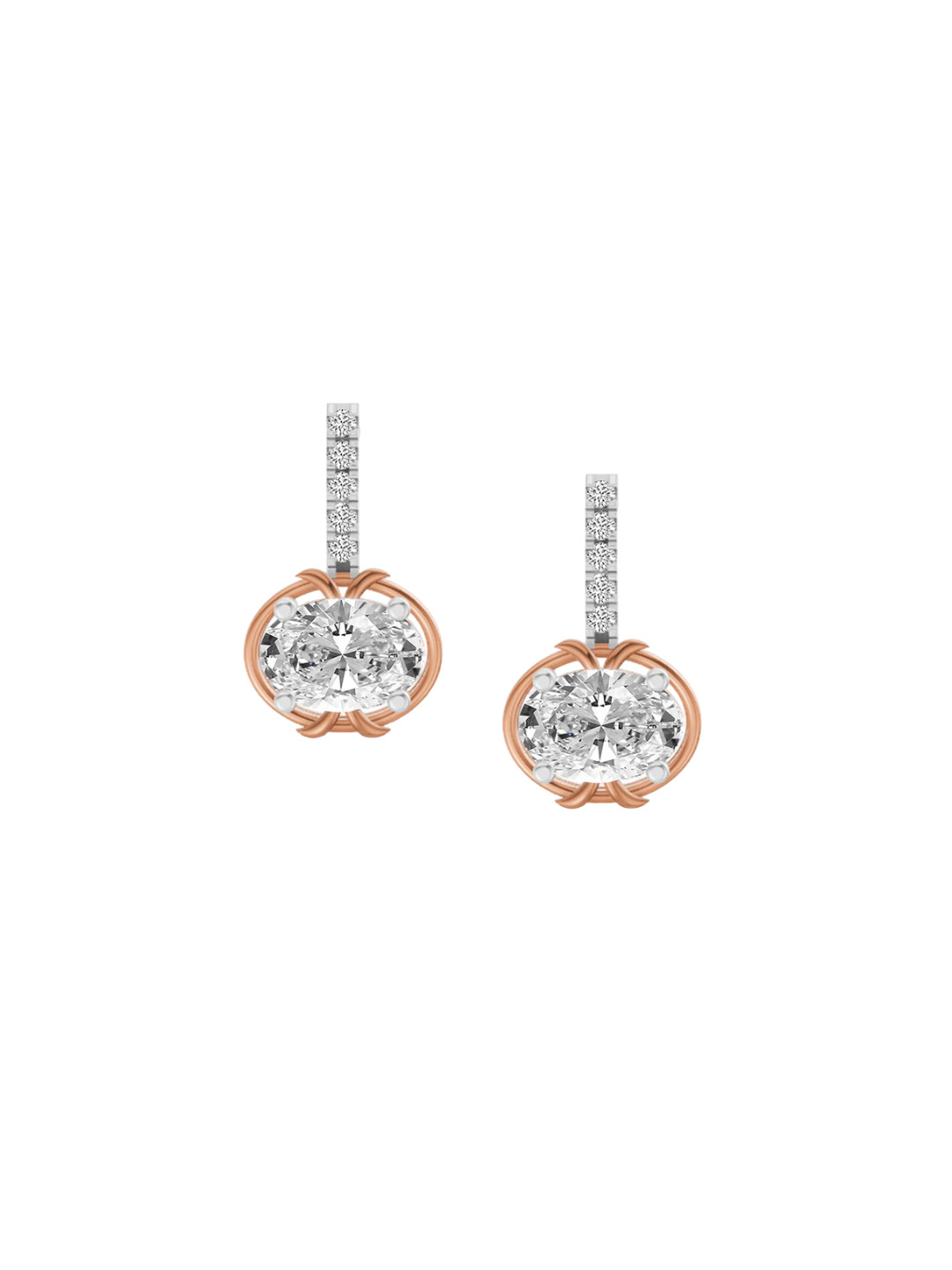Sparkles 14Kt Gold Drop Oval Shape Stud Earrings With 1.14 Carat Lab Grown Diamond -1.90 g