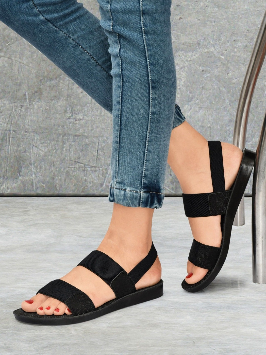 Shozie Girls Black Comfort Sandals