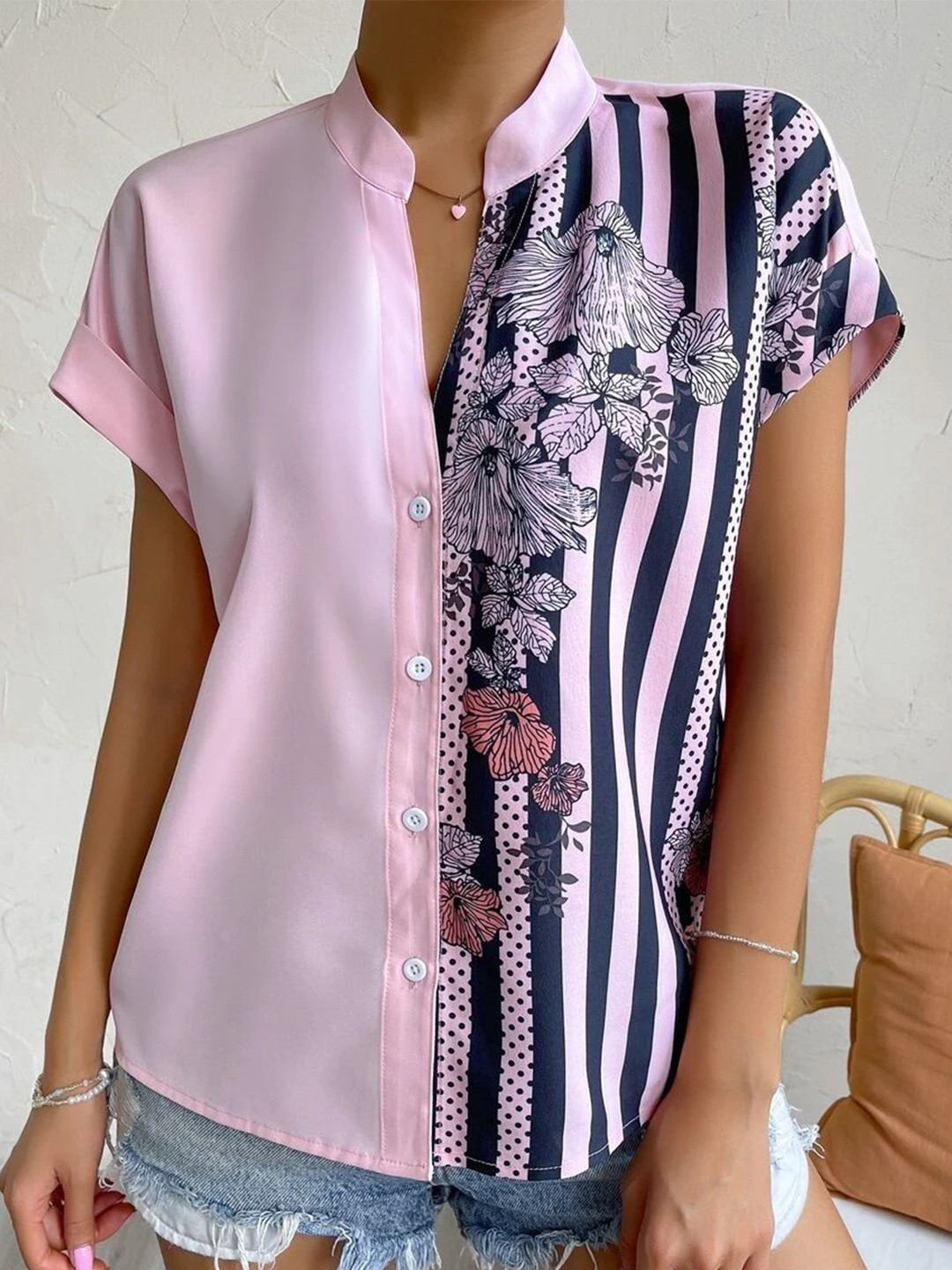 StyleCast Women Floral Printed Short Sleeve Casual Shirt