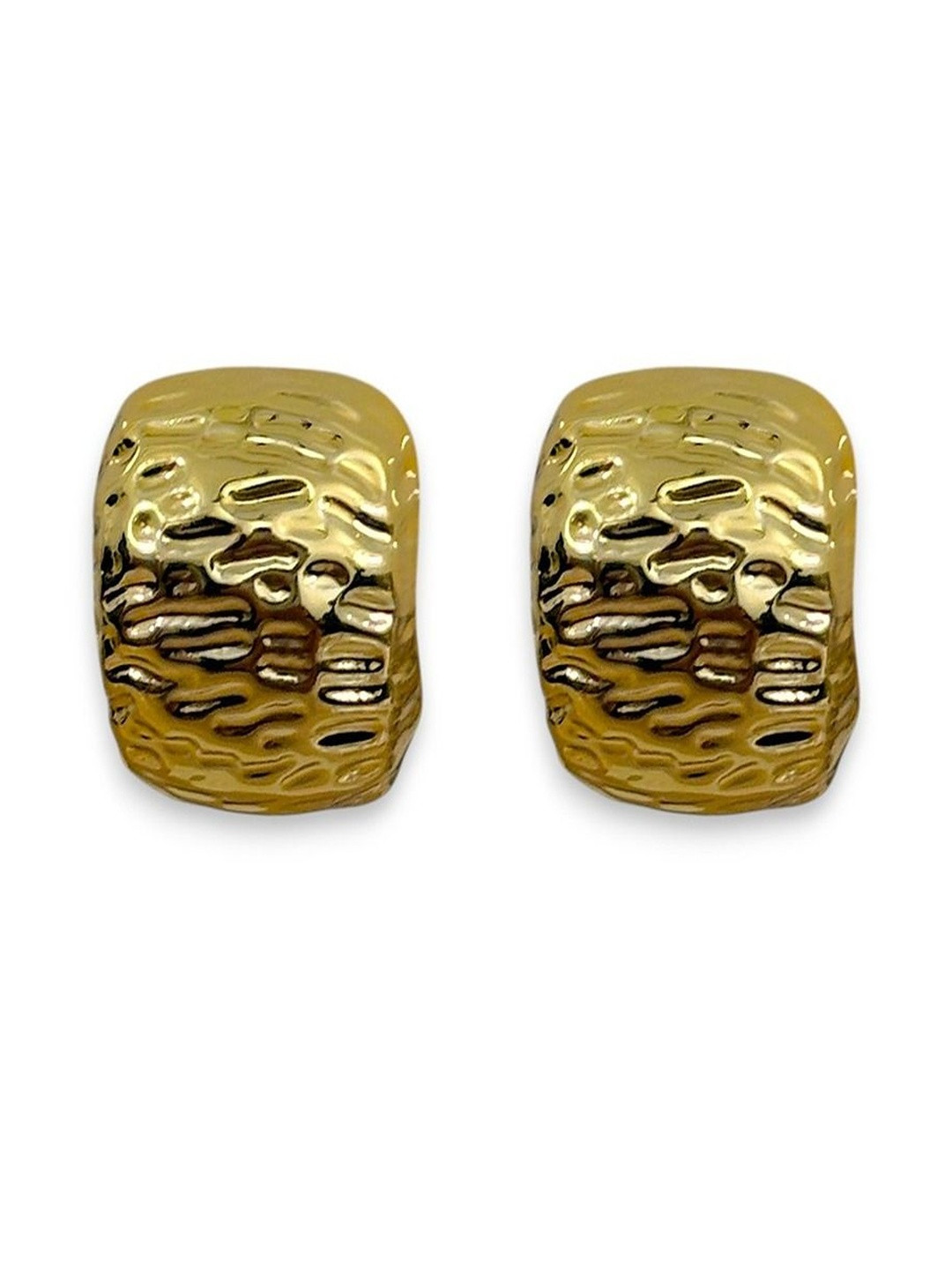 AccessHer Women Gold-Plated Geometric Shape Textured Alloy Stud Earrings