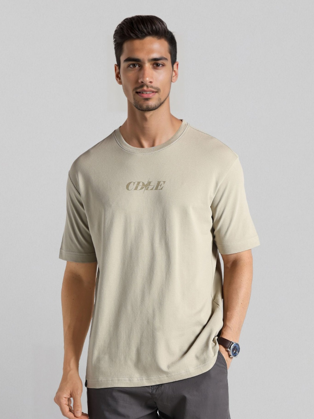 Crocodile Men Round Neck Typography Printed Oversized T-shirt