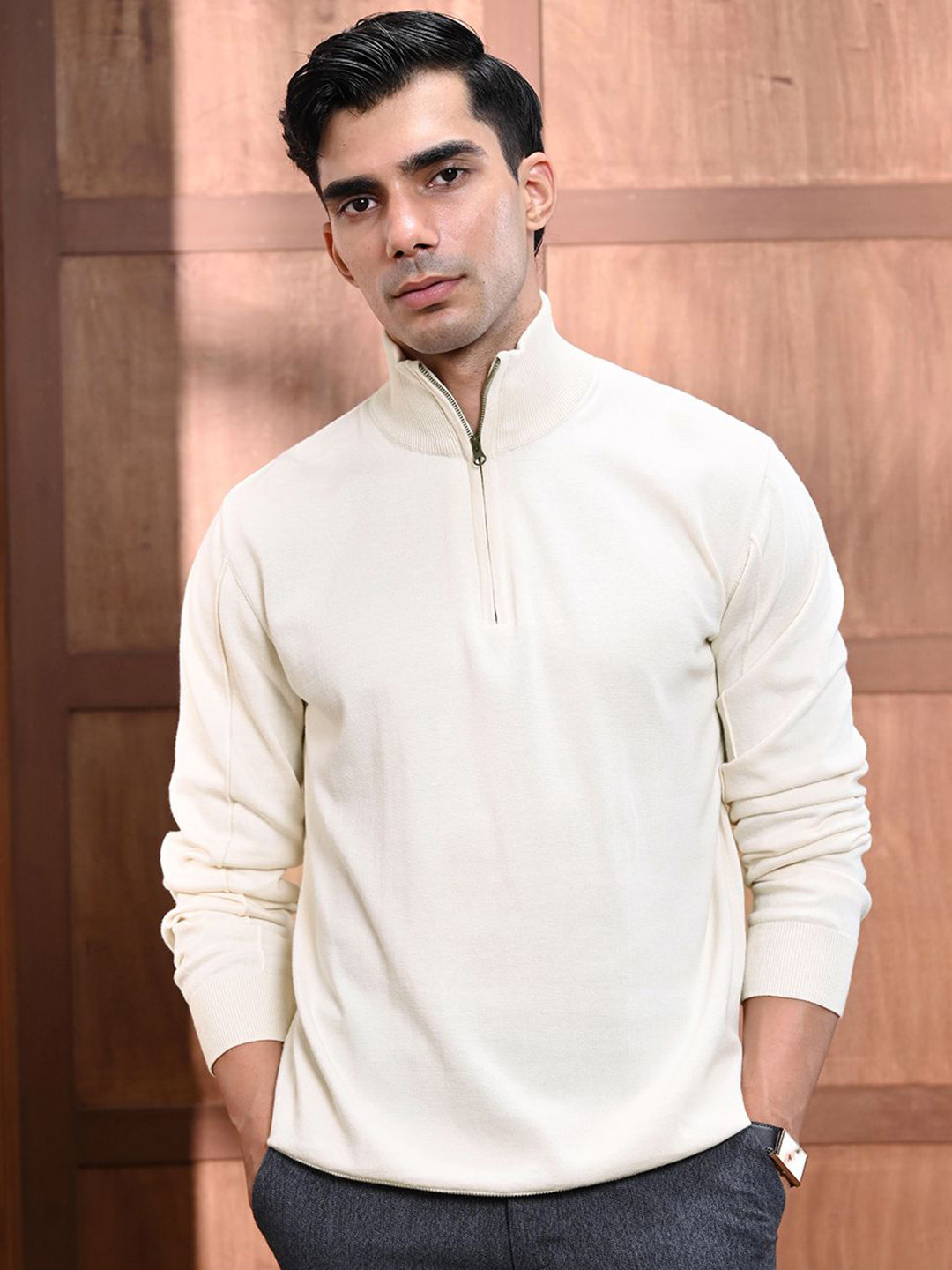 Andamen Men Casual Placket Cotton Regular Fit Pullover